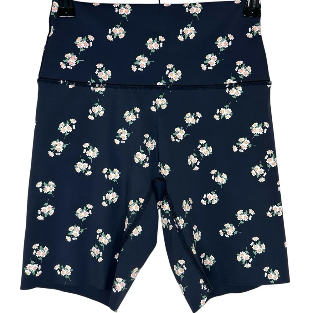 Aerie Offline Goals Bike Shorts‎ Womens Small Charcoal Grey Floral Hi-Rise 7